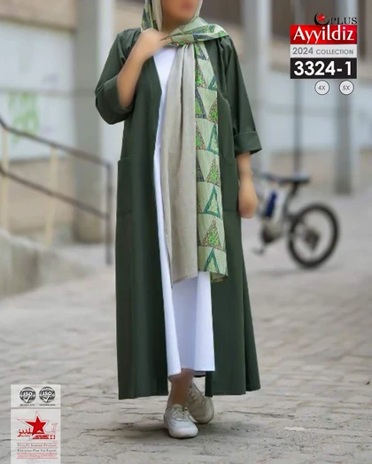 مانتو آزاد جلو باز زنانه سایز بزرگ کد 3324