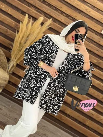 مانتو کتی طرح دار آستین کش