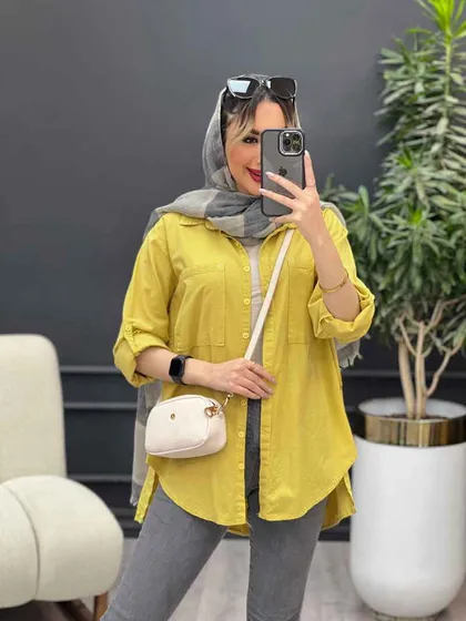 مانتو لینن رنگی بغل چهار دکمه