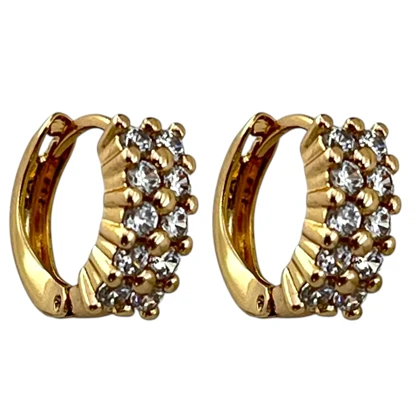 گوشواره حلقه‌ای ژوپینگ نگین‌دار طرح طلا