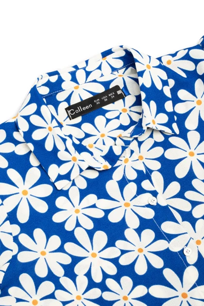 شومیز کرپ گل‌دار - 3148