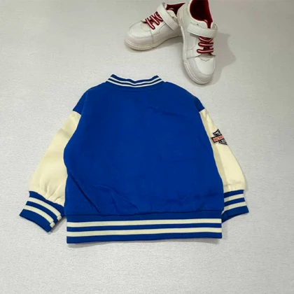 ژاکت بمبر کودک یونیسکس با طرح‌های آپلیکه و کنتراست کالج