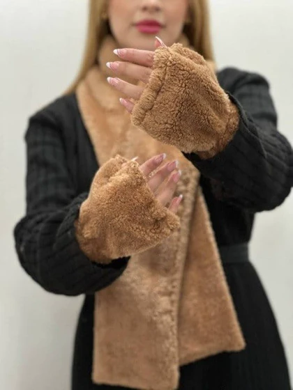 شال و دستکش تدی نیلین