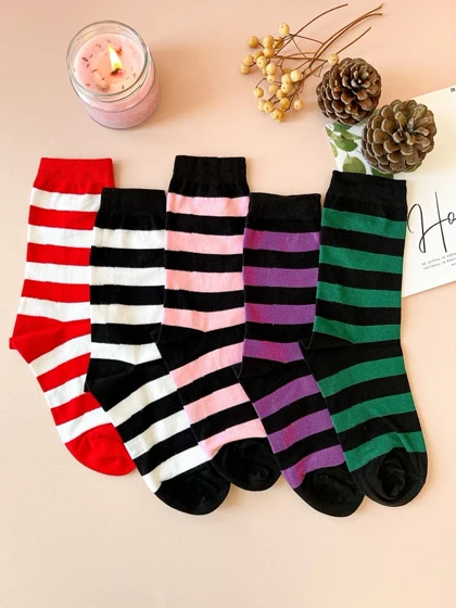 جوراب ساق بلند راه راه اسپرت