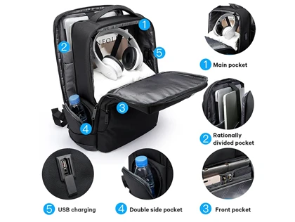 کوله پشتی لپ تاپ 15.6 اینچ بنج Bange اصل مدل BG-2603 با پورت USB