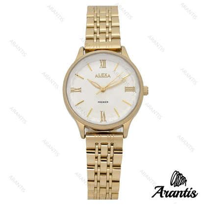 ساعت الکسا 0108 زنانه طلایی صفحه سفیدw-10113