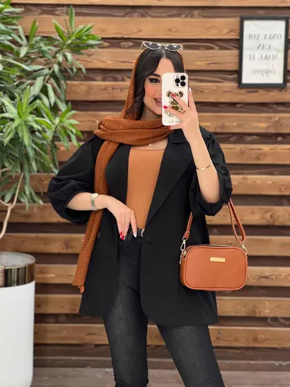 مانتو تک دکمه آسیتن پفی