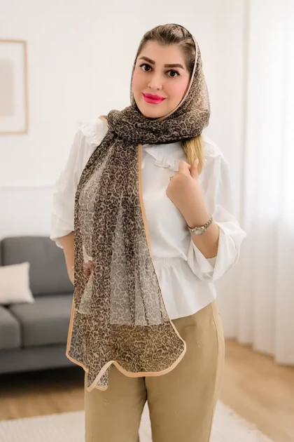 شال توری پلنگی - طرح پلنگی خنک و سبک مناسب استایل روزمره و مجلسی