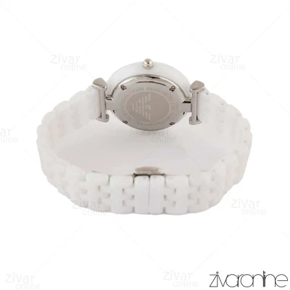 ساعت امپریو آرمانی زنانه سفید صفحه نگین‌دار 105150