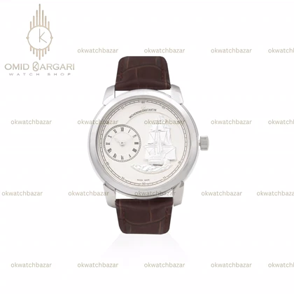 ساعت مچی وشرون کنستانتن صفحه طرحدار چرمی قهوه ای Vacheron Constantin