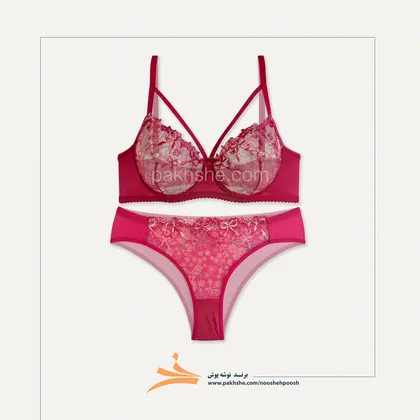 ست قرمز گل‌دار هارنس دار برند نوشه پوش