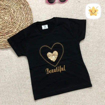 تیشرت محرمی دخترانه پنبه مدل قلبی 1 تا 12 سال