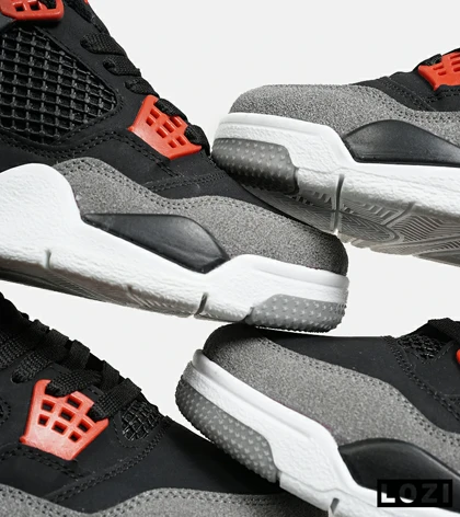 کتانی ساق‌دار بزرگ پا مشکی طوسی قرمز Nike air jordan 4 مدل 7382