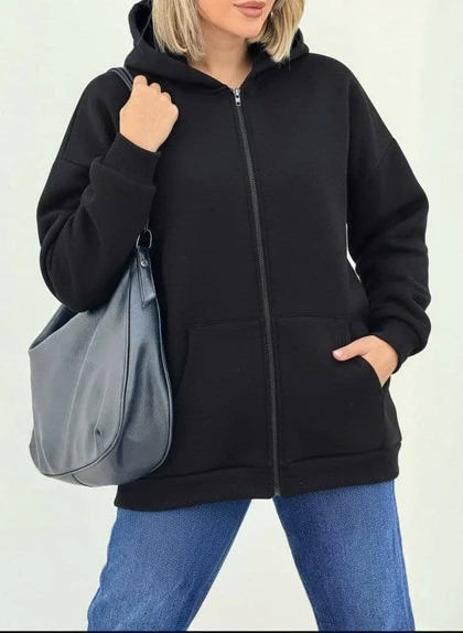 سویشرت جلو زیب ساده