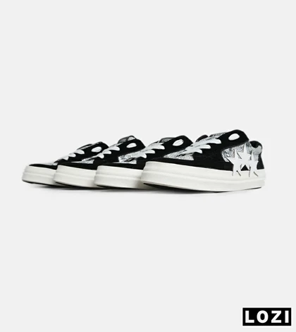 کفش اسنیکرزمشکی طوسی سفید Amiri Stars v2 مدل 7075