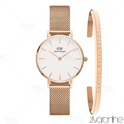 ست دستبند و ساعت دنیل ولینگتون زنانه گرد صفحه سفید 104915