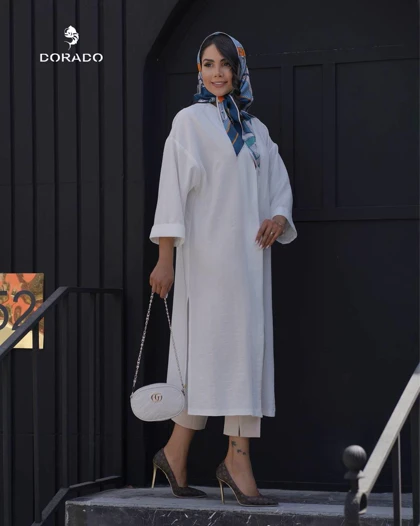 مانتو لینن بغل چاک طرح کتیبه کد 1012