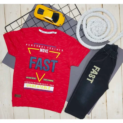 ست پسرانه تیشرت و شلوارک FAST
