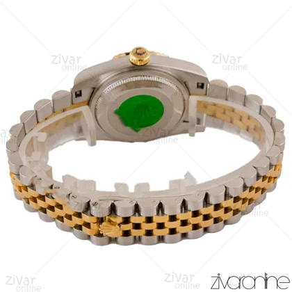 ساعت رولکس دیت جاست زنانه صفحه صورتی ایندکس نگین‌دار مدیوم 105027