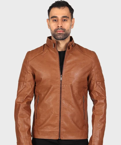 کت چرم مردانه ساده 8822