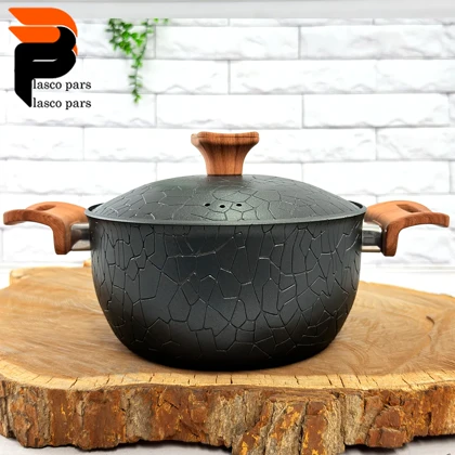 قابلمه 20 آنتیک دسته چوبی گرانیتی مشکی هاناتک