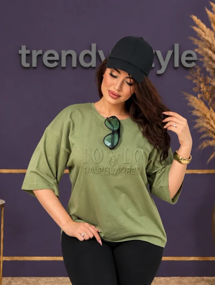 باکسی لش زنانه مدل داغی - طرح polo پنبه گرم بالا - طرح فندی 38 تا 48 فری سایز | تیشرت باکسی لش زنانه مدل داغی - طرح polo پنبه گرم بالا - طرح فندی 38 تا 48 فری سایز کد 1110