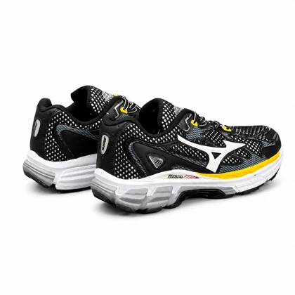 کفش کتانی مردانه مدل میزانو مشکی زرد Mizuno