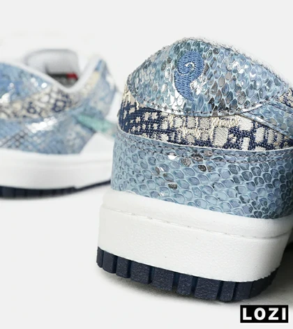 کفش کتانی مردانه و زنانه سفید آبی NIKE dunk low steam puppet