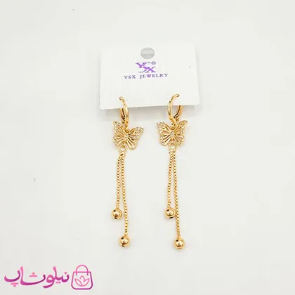 گوشواره آویز بلند YSX مدل پروانه طلایی