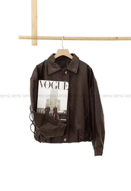 بامبر جلو زیپ چرم کد1004936