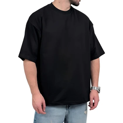 تیشرت ساده آستین کوتاه مردانه مشکی مدل پنبه دونخ