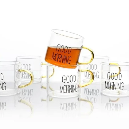 شات اسپرسو 6عددی دسته طلایی good morning