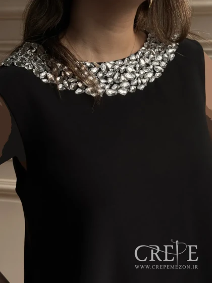 پیراهن کلوش یقه نگینی