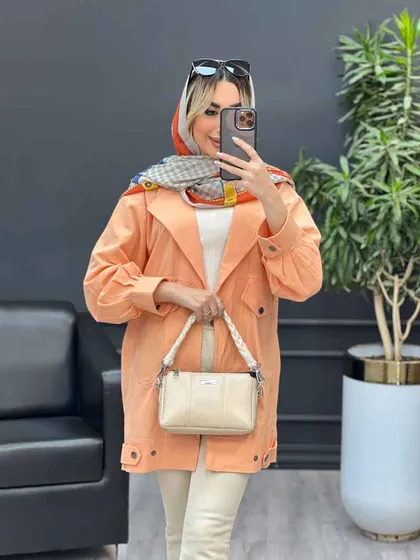 مانتو لینن دو جیب نما پایین پاگن