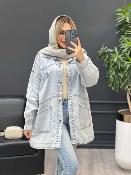 مانتو جین جیب کج