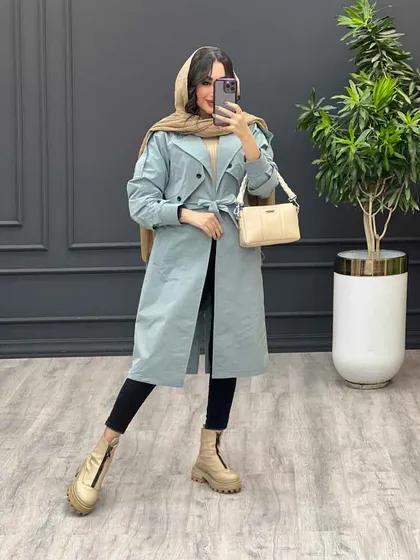 بارانی بلند ژیله دو دکمه