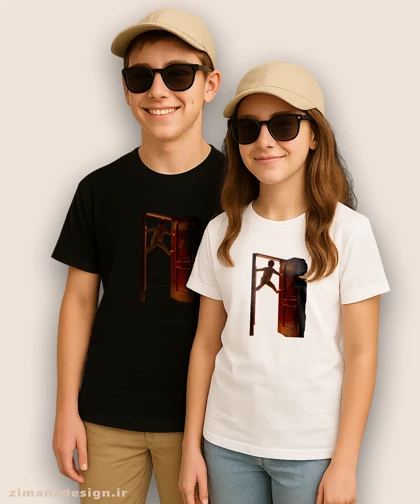 تیشرت بچگانه نوستالژی طرح بالا رفتن از چارچوب در