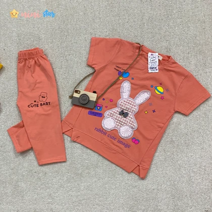 تیشرت شلوارک دخترانه DENIZ خرگوش پولکی 3 الی 8 سال