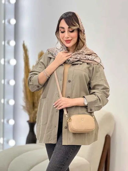 مانتو دو جیب برش‌دار روژین