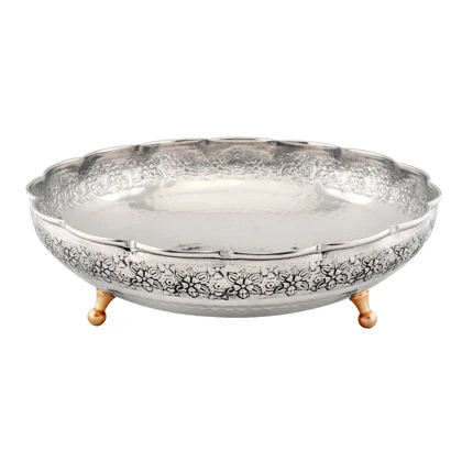 میوه خوری سه پایه مس دیبا رنگ کروم کد 1068
