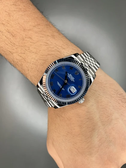 ساعت مچی رولکس سوئیسی سیلور صفحه سرمه ای ایندکس یونانی Rolex Datejust
