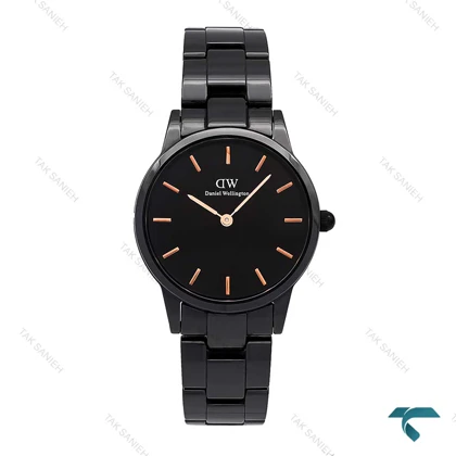 ساعت DW زنانه سرامیکی مشکی ایندکس رزگلد DW-6322-L