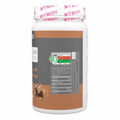 کره بادام زمینی کربو پروتئین ایکس تک حاوی گینر طعم کارامل 1300 گرمی