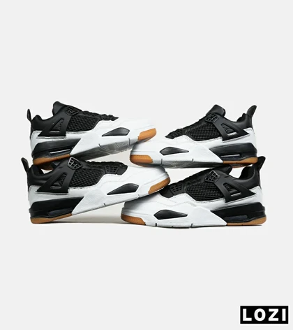 کتانی ساق‌دار زنانه و مردانه مشکی سفید Nike air jordan 4 مدل 6466