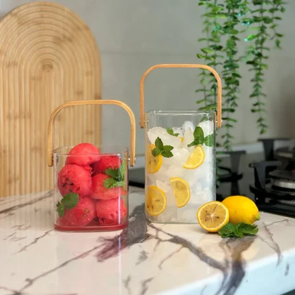 ظرف پیرکس دسته بامبو