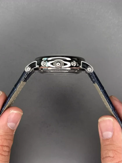 ساعت مچی پتک فیلیپ فول دیت بند چرمی مشکی صفحه آبی Patek Philippe