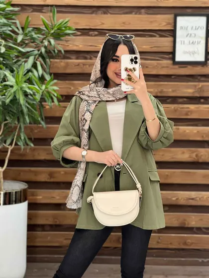 مانتو تک دکمه آسیتن پفی