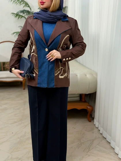 کت کتان گلدوزی 3678