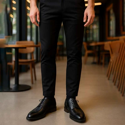 پکیج شلوار اسلش مردانه ARIF (مشکی)+کفش رسمی مردانه مشکی مدل Edvin