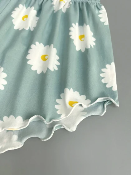 ست سه تیکه نیم‌تنه،شلوارک و شلوار کد 2838